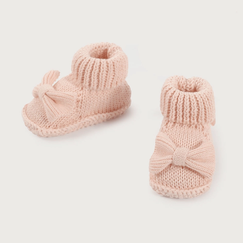 PANTUFLA BEBE  TEJIDA ROSADA DE NIÑA OPALINE - 4