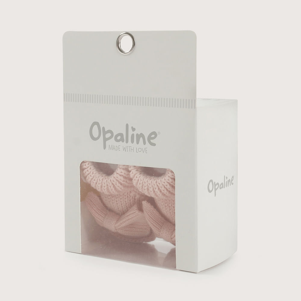 PANTUFLA BEBE  TEJIDA ROSADA DE NIÑA OPALINE - 6