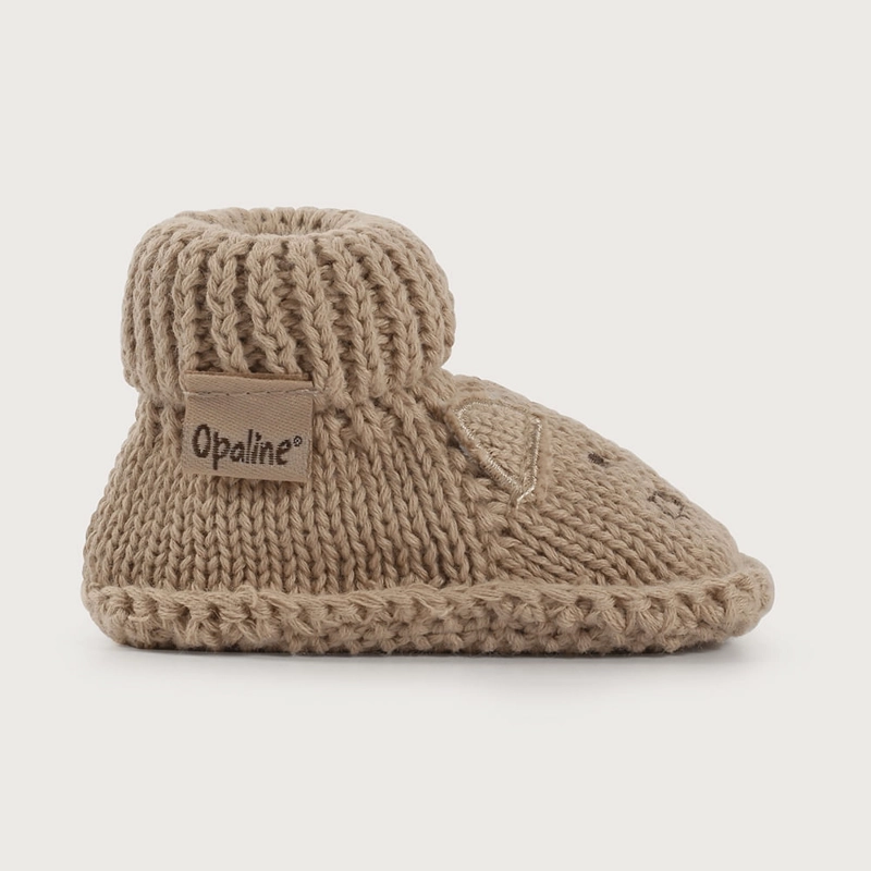 PANTUFLA BEBE TEJIDA CAFE  DE NIÑO OPALINE - 2