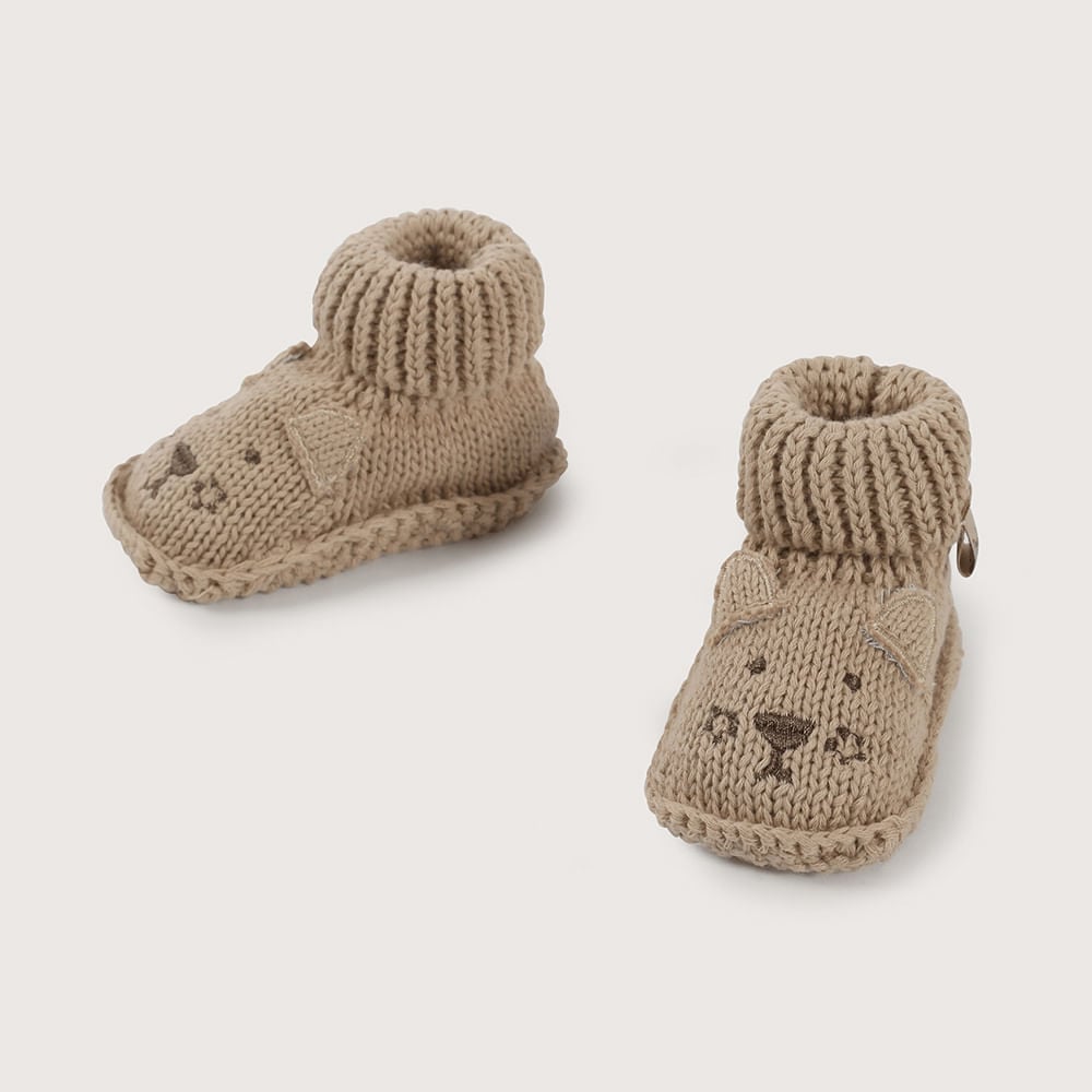 PANTUFLA BEBE TEJIDA CAFE  DE NIÑO OPALINE - 4