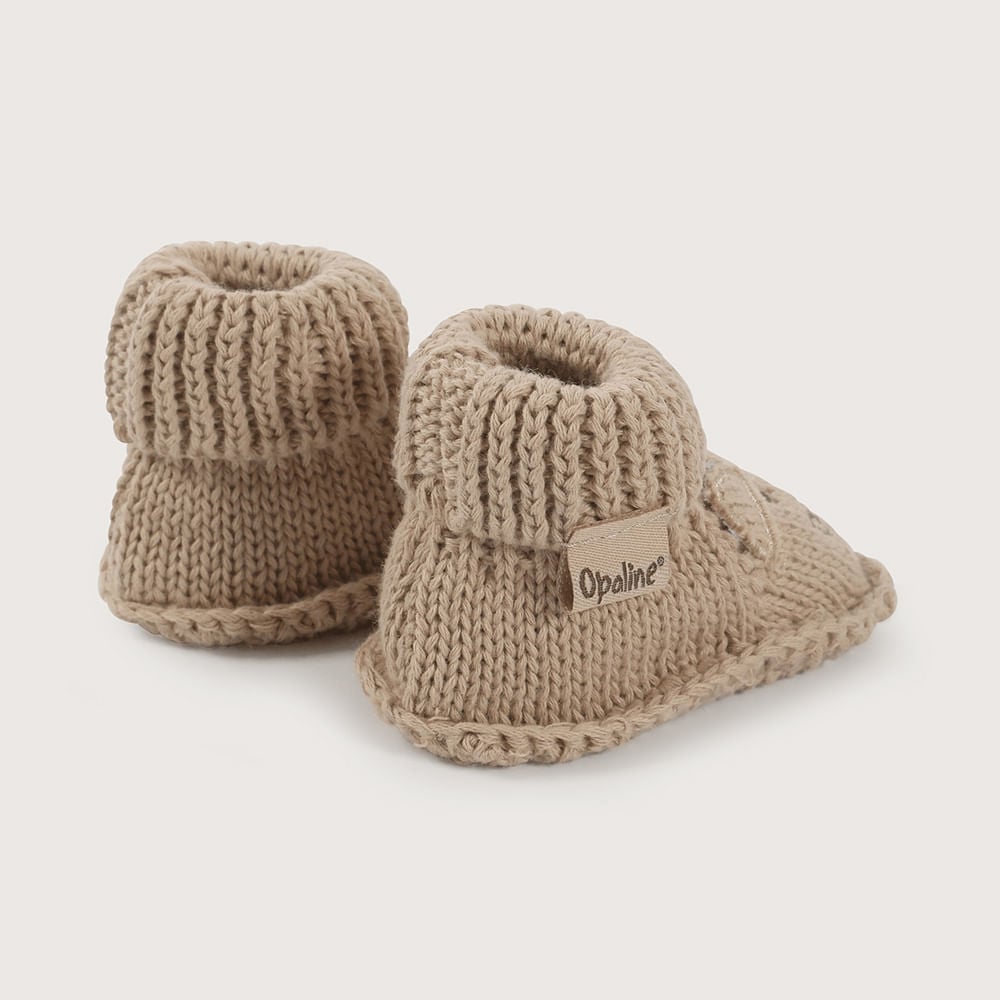 PANTUFLA BEBE TEJIDA CAFE  DE NIÑO OPALINE - 5