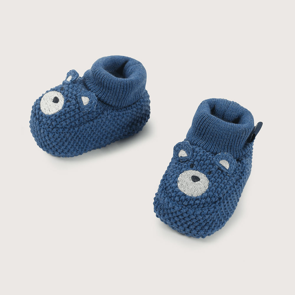 PANTUFLA BEBE  TEJIDA AZUL DE NIÑO OPALINE - 4