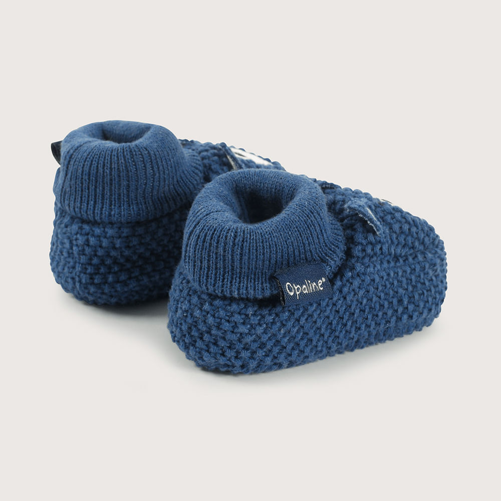 PANTUFLA BEBE  TEJIDA AZUL DE NIÑO OPALINE - 5