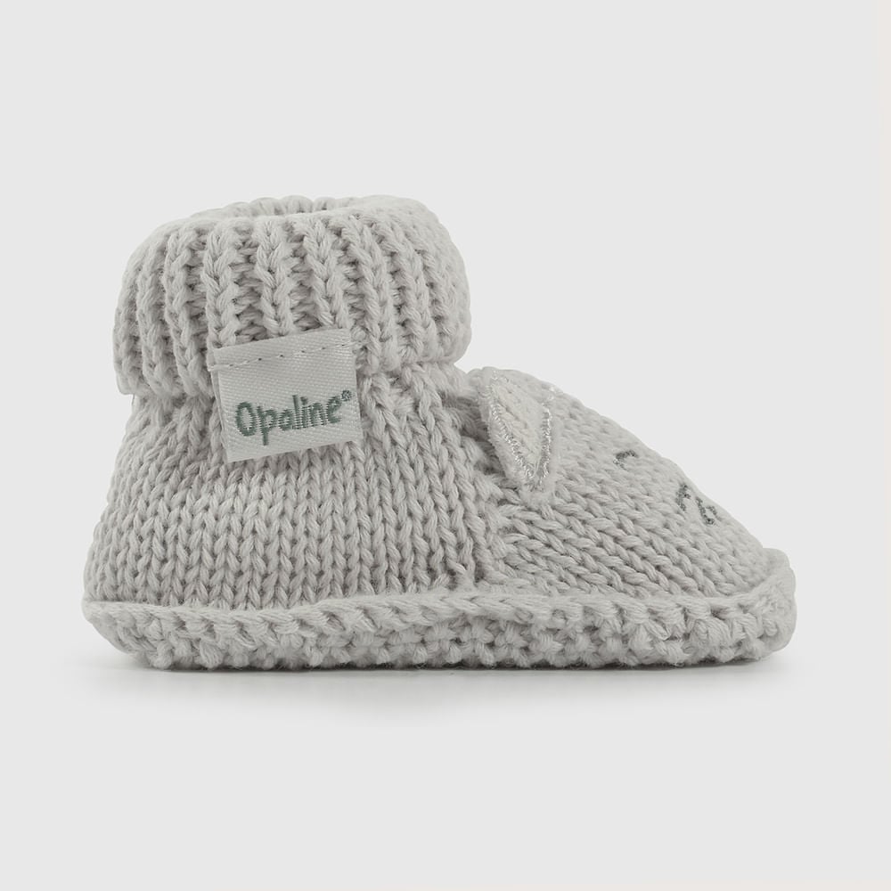 PANTUFLA BEBE  TEJIDA GRIS DE NIÑO OPALINE - 2