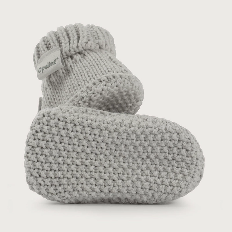 PANTUFLA BEBE  TEJIDA GRIS DE NIÑO OPALINE - 3