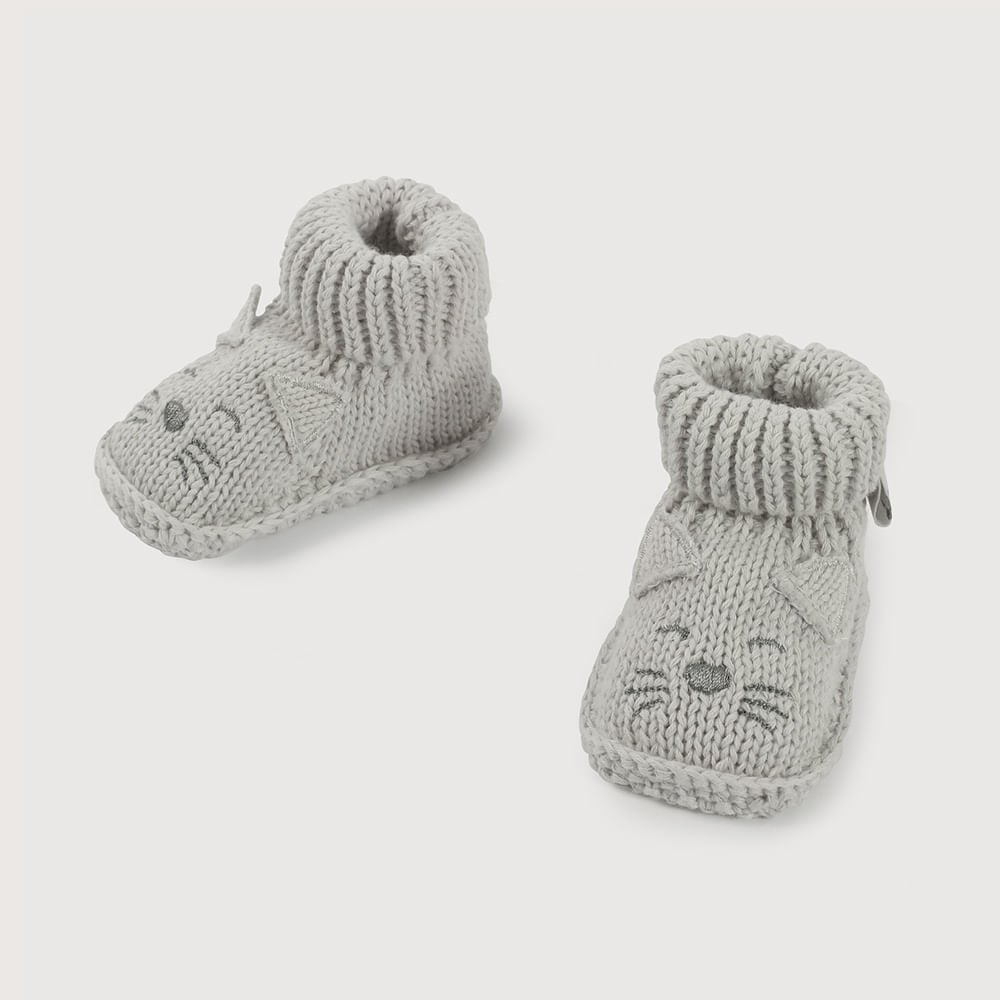 PANTUFLA BEBE  TEJIDA GRIS DE NIÑO OPALINE - 4