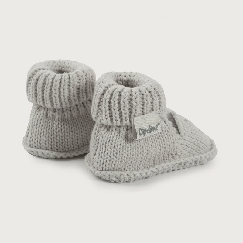 PANTUFLA BEBE  TEJIDA GRIS DE NIÑO OPALINE - 5