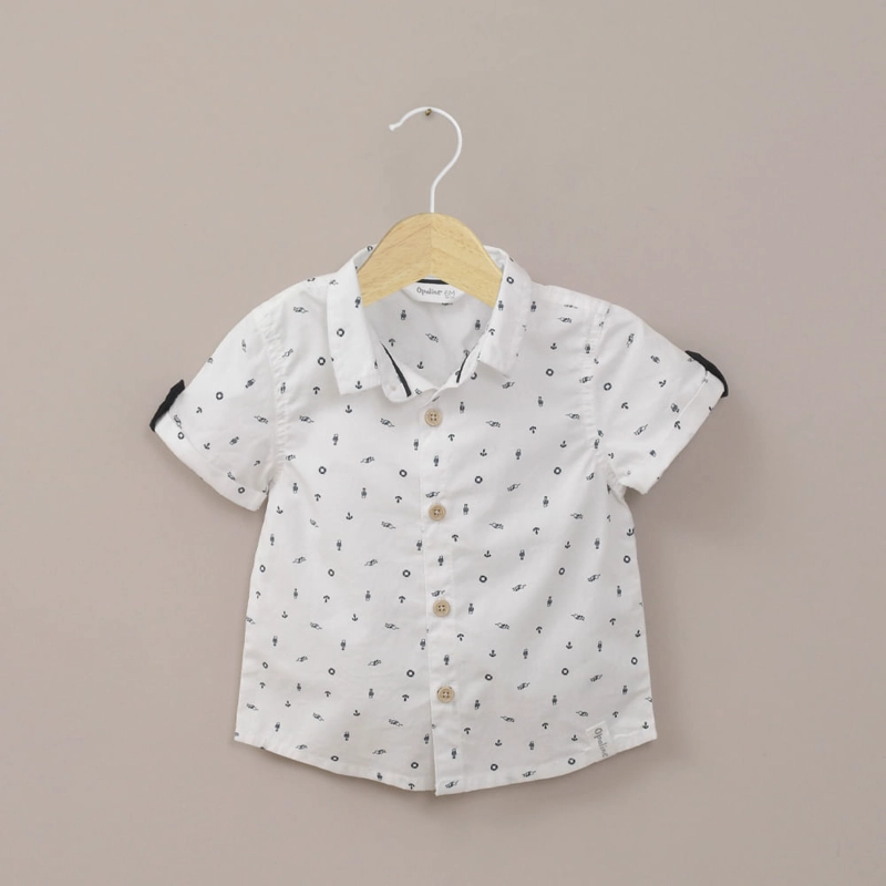 CAMISA MANGA CORTA BLANCA DE NIÑO OPALINE - 1