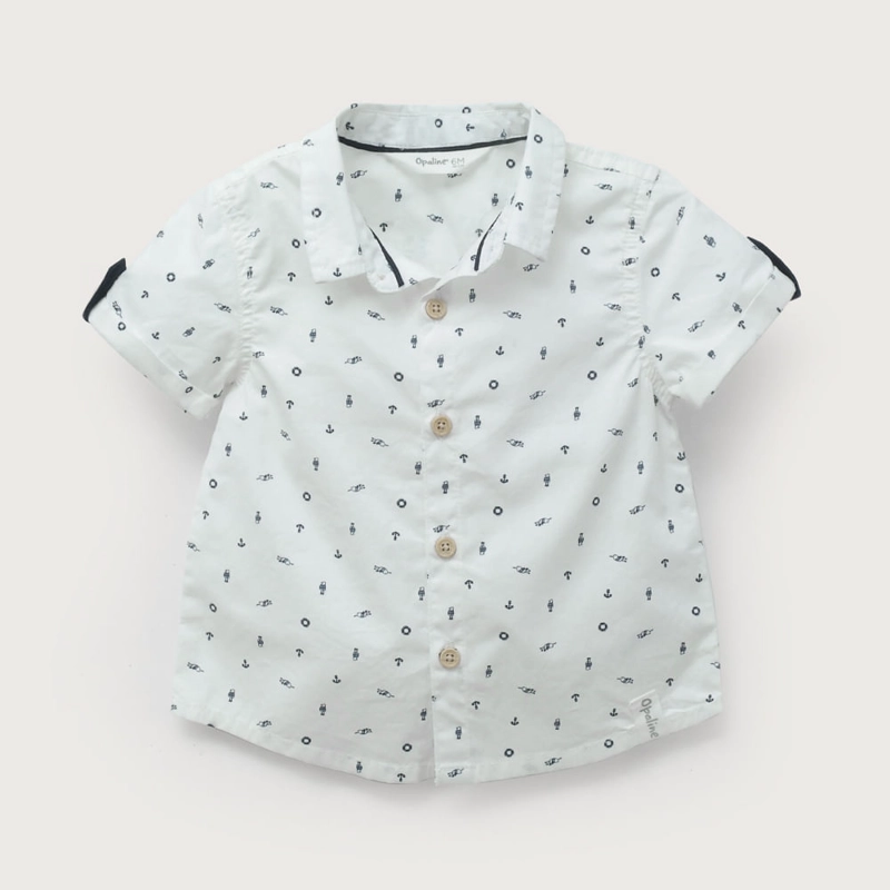 CAMISA MANGA CORTA BLANCA DE NIÑO OPALINE - 2