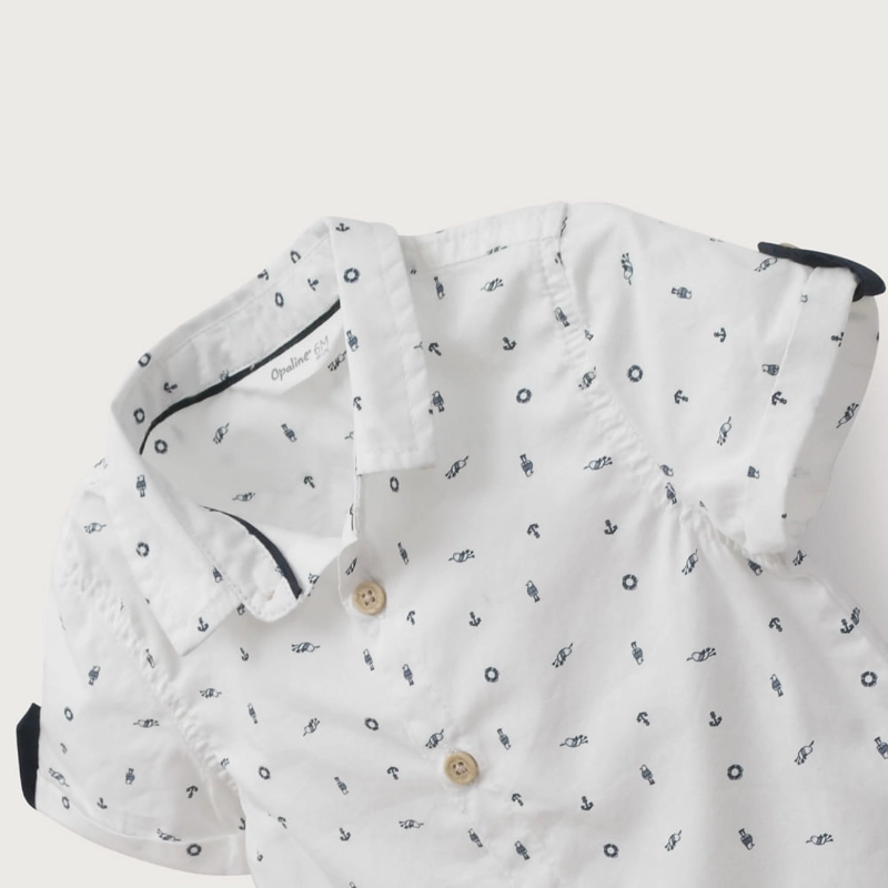CAMISA MANGA CORTA BLANCA DE NIÑO OPALINE - 4