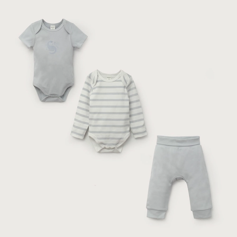 CONJUNTO 3 PIEZAS BODIES Y PANTALON AZUL DE BEBE  NIÑO OPALINE - 2