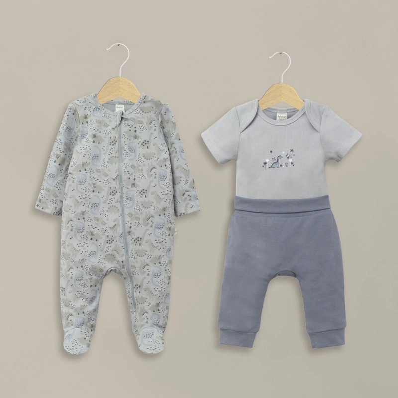 CONJUNTO 3 PIEZAS OSITO, BODY Y PANTALON AZUL DE BEBE  NIÑO OPALINE - 1