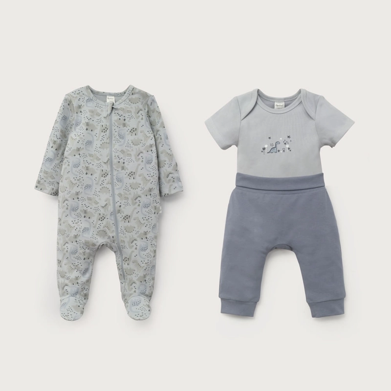 CONJUNTO 3 PIEZAS OSITO, BODY Y PANTALON AZUL DE BEBE NIÑO OPALINE - 2