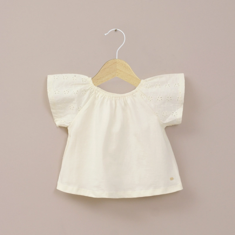 POLERA BRODERIE AMARILLA DE NIÑA OPALINE - 1