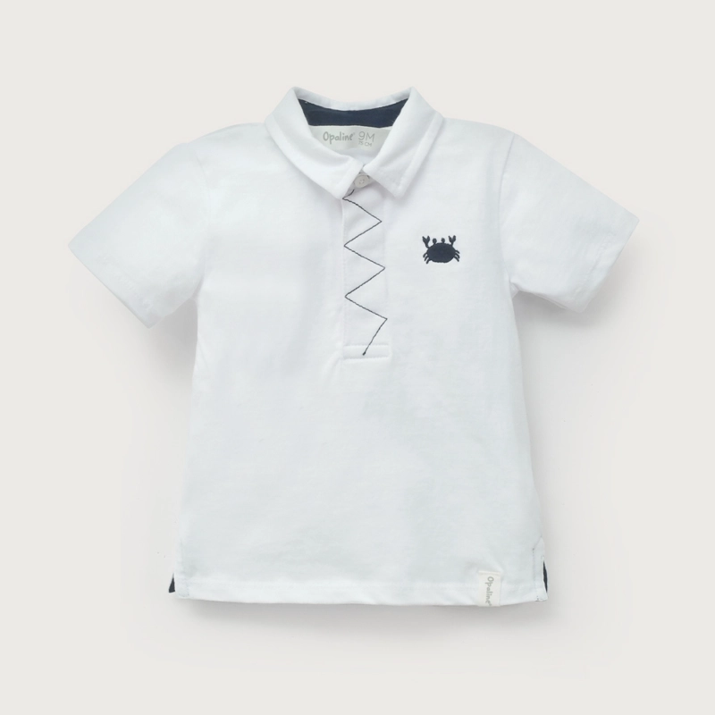 POLERA CON CUELLO CAMISERO BLANCA DE NIÑO OPALINE - 2