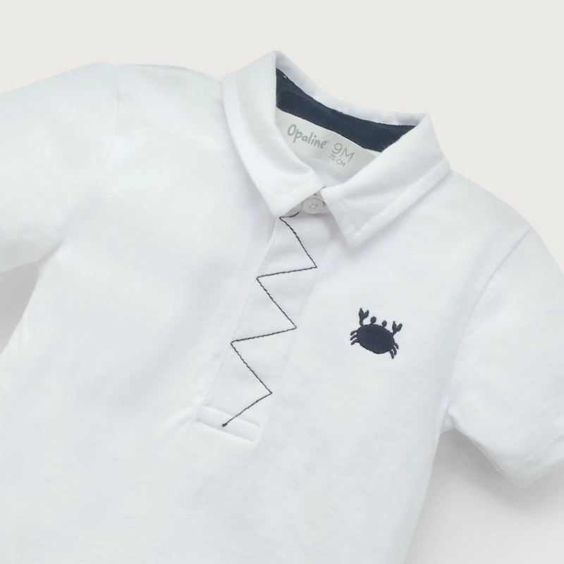 POLERA CON CUELLO CAMISERO BLANCA DE NIÑO OPALINE - 4