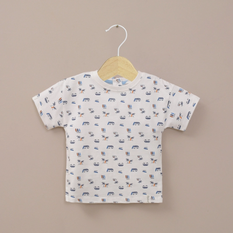 POLERA MANGA CORTA BLANCA ESTAMPADA DE NIÑO OPALINE - 1