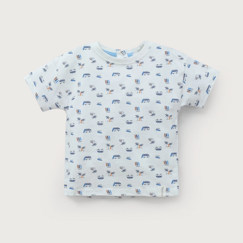 POLERA MANGA CORTA BLANCA ESTAMPADA DE NIÑO OPALINE - 2