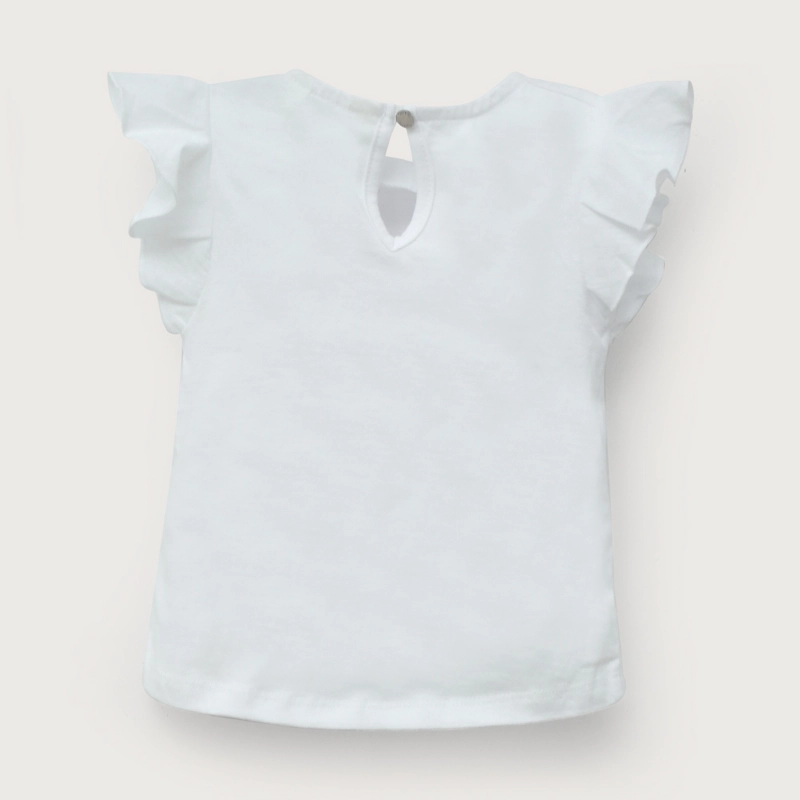 POLERA MANGA CORTA BORDADA BLANCA DE NIÑA OPALINE - 3