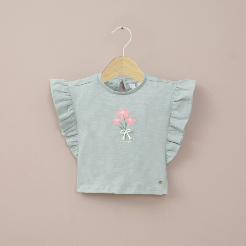 POLERA MANGA CORTA VERDE DE NIÑA OPALINE - 1