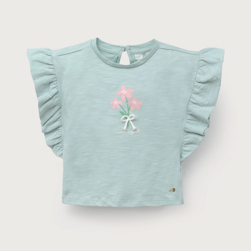 POLERA MANGA CORTA VERDE DE NIÑA OPALINE - 2