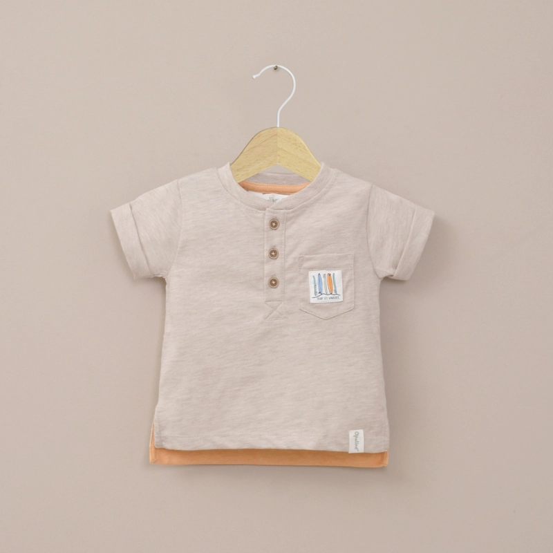 POLERA MANGA CORTA BEIGE DE NIÑO OPALINE - 1