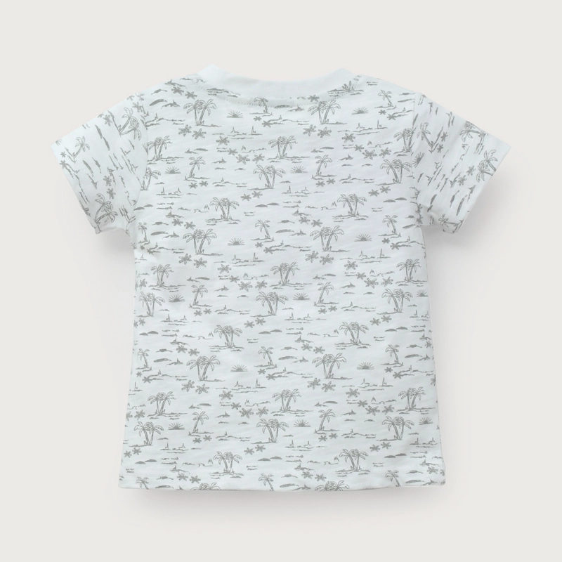 POLERA MANGA CORTA BLANCA PALMERAS DE NIÑO OPALINE - 3