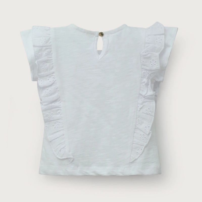 POLERA MANGA CORTA VUELOS BLANCA DE NIÑA OPALINE - 3