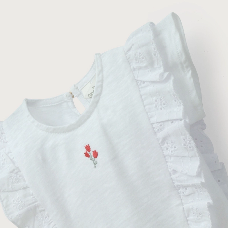 POLERA MANGA CORTA VUELOS BLANCA DE NIÑA OPALINE - 4
