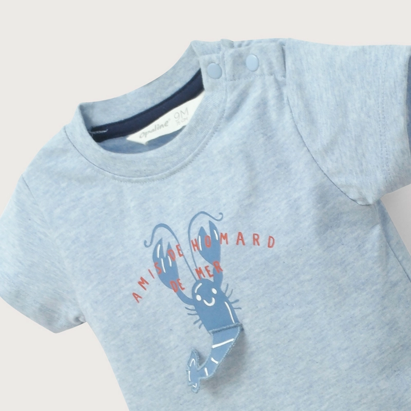 POLERA MANGA CORTA CELESTE DE NIÑO OPALINE - 4