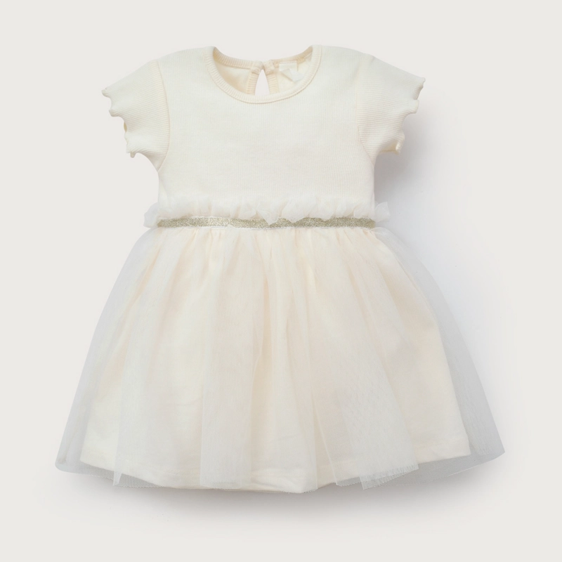 VESTIDO BEIGE CON TULL DE BEBE  NIÑA OPALINE - 2