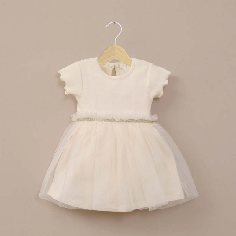 VESTIDO BEIGE CON TULL DE BEBE  NIÑA OPALINE - 5