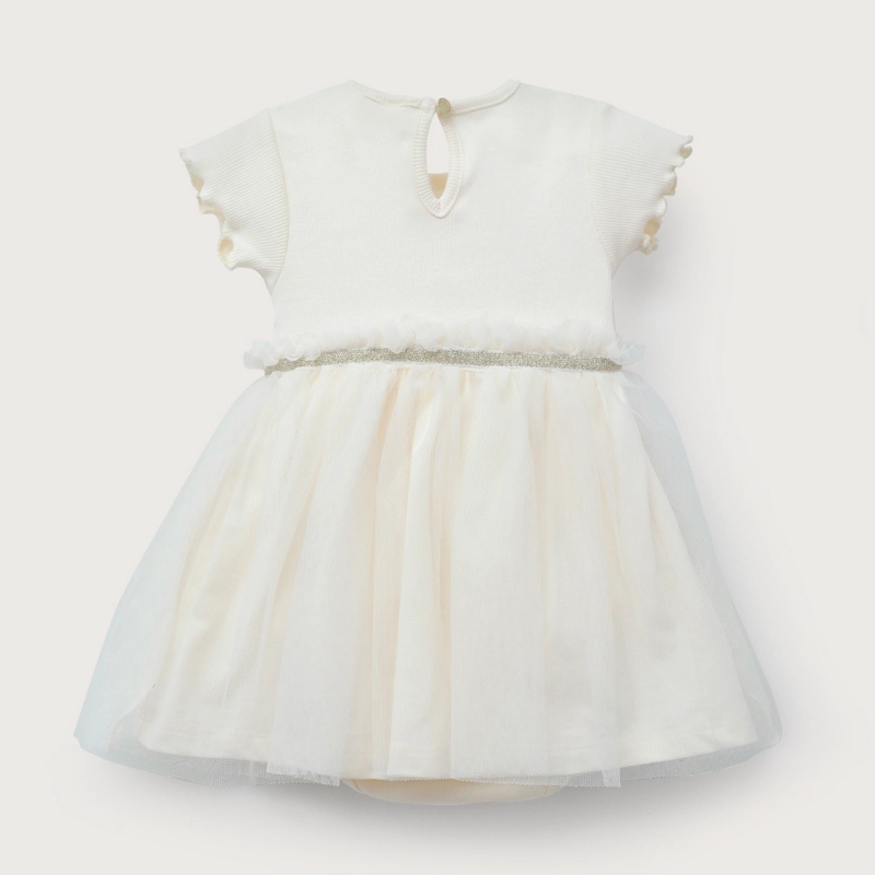 VESTIDO BEIGE CON TULL DE BEBE  NIÑA OPALINE - 7