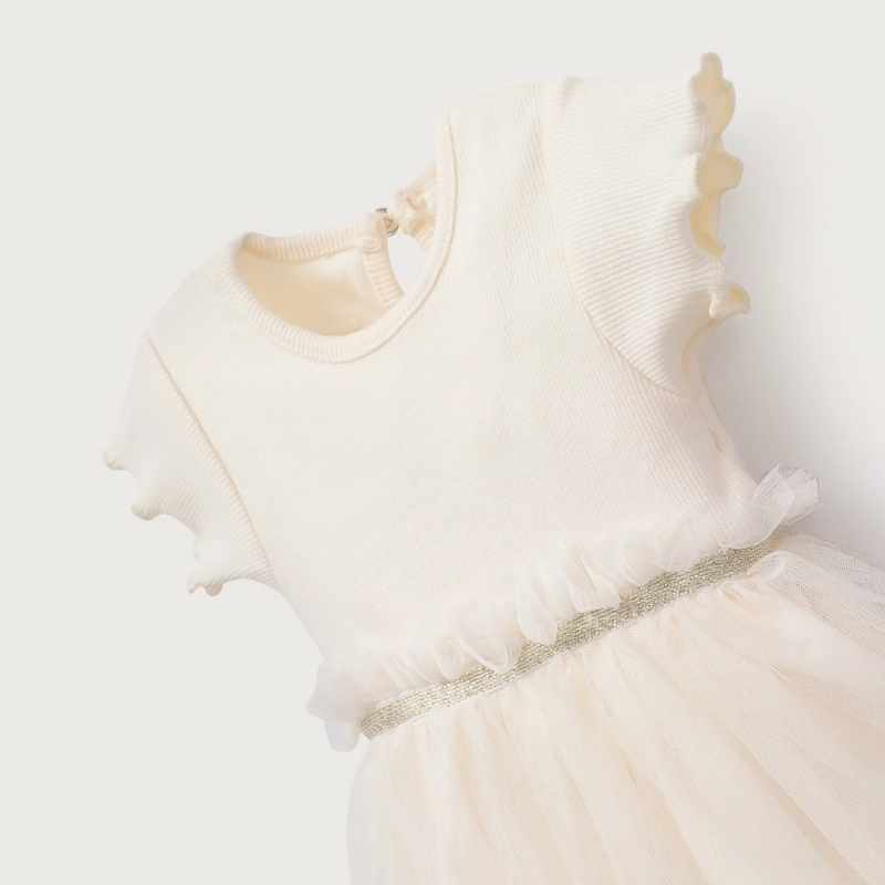 VESTIDO BEIGE CON TULL DE BEBE  NIÑA OPALINE - 8