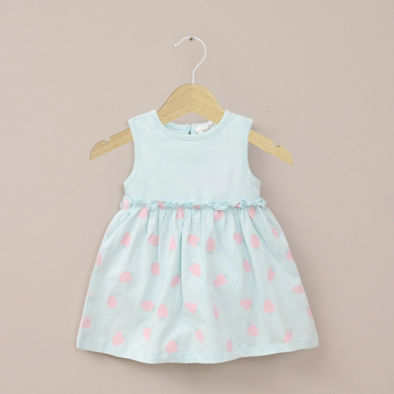 VESTIDO CELESTE ESTAMPADO DE BEBE  NIÑA OPALINE - 1