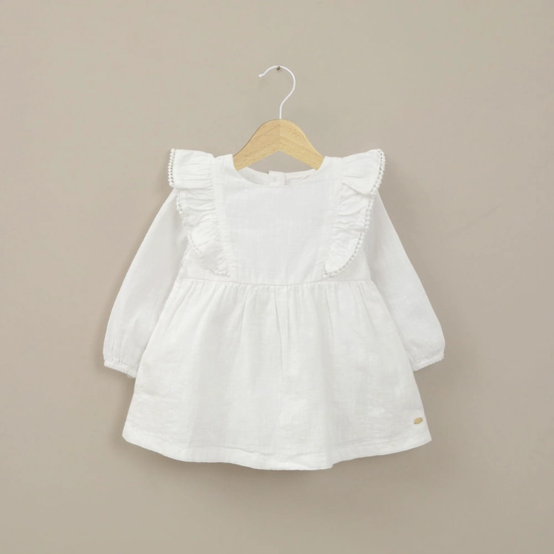 VESTIDO MANGA LARGA BLANCO DE NIÑA OPALINE - 1