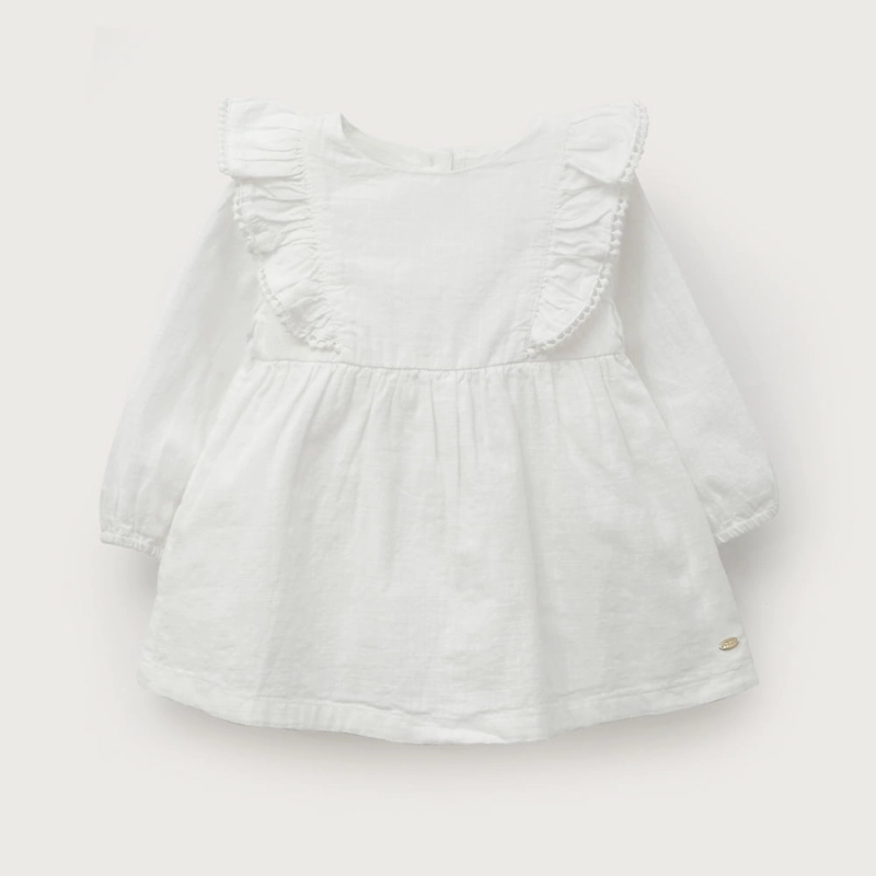 VESTIDO MANGA LARGA BLANCO DE NIÑA OPALINE - 2