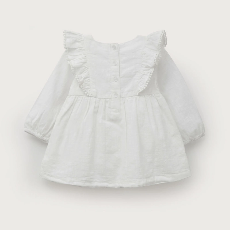 VESTIDO MANGA LARGA BLANCO DE NIÑA OPALINE - 3