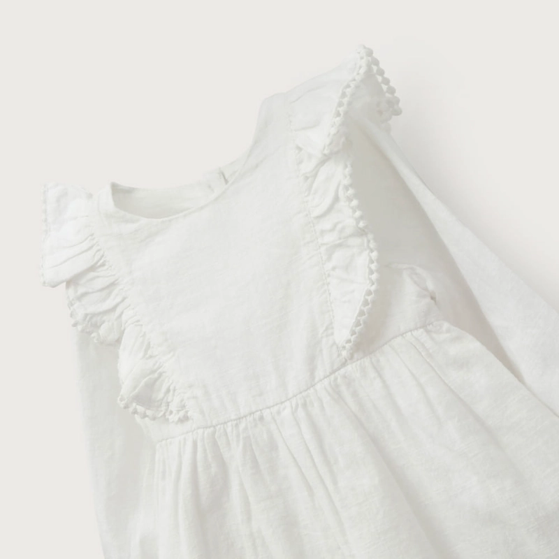 VESTIDO MANGA LARGA BLANCO DE NIÑA OPALINE - 4