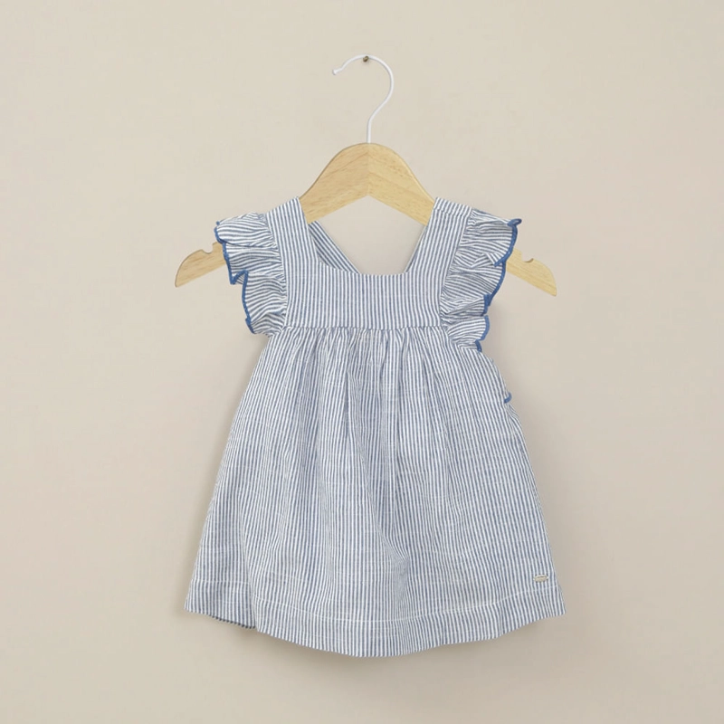 VESTIDO CELESTE CON RAYAS DE NIÑA OPALINE - 1