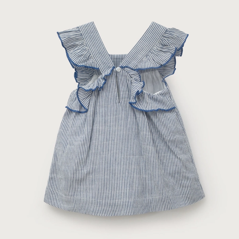 VESTIDO CELESTE CON RAYAS DE NIÑA OPALINE - 3