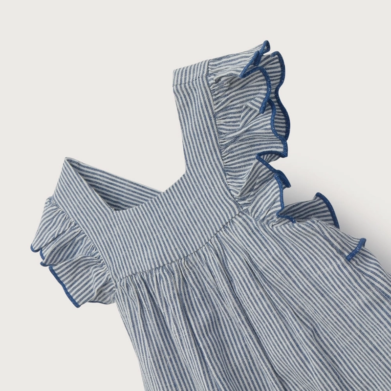 VESTIDO CELESTE CON RAYAS DE NIÑA OPALINE - 4