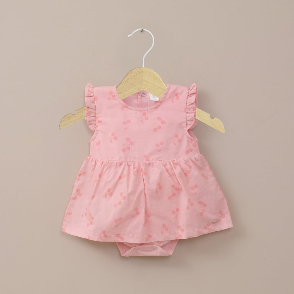 BODY VESTIDO ROSADO ESTAMPADO DE BEBE  NIÑA OPALINE - 1
