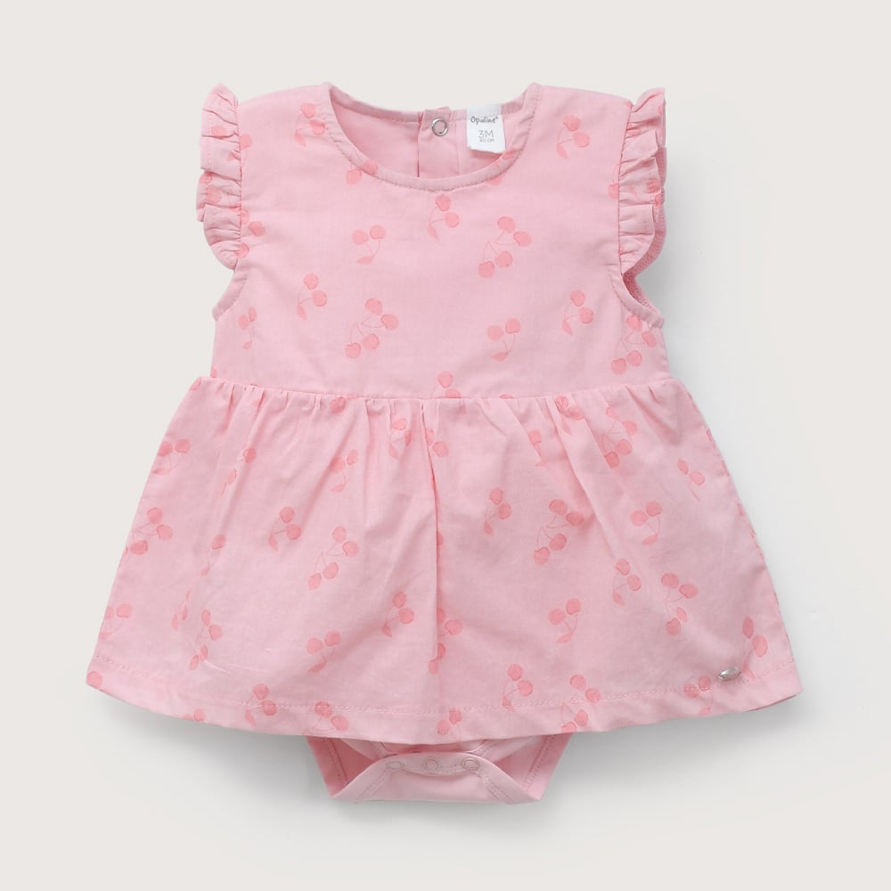 BODY VESTIDO ROSADO ESTAMPADO DE BEBE  NIÑA OPALINE - 2