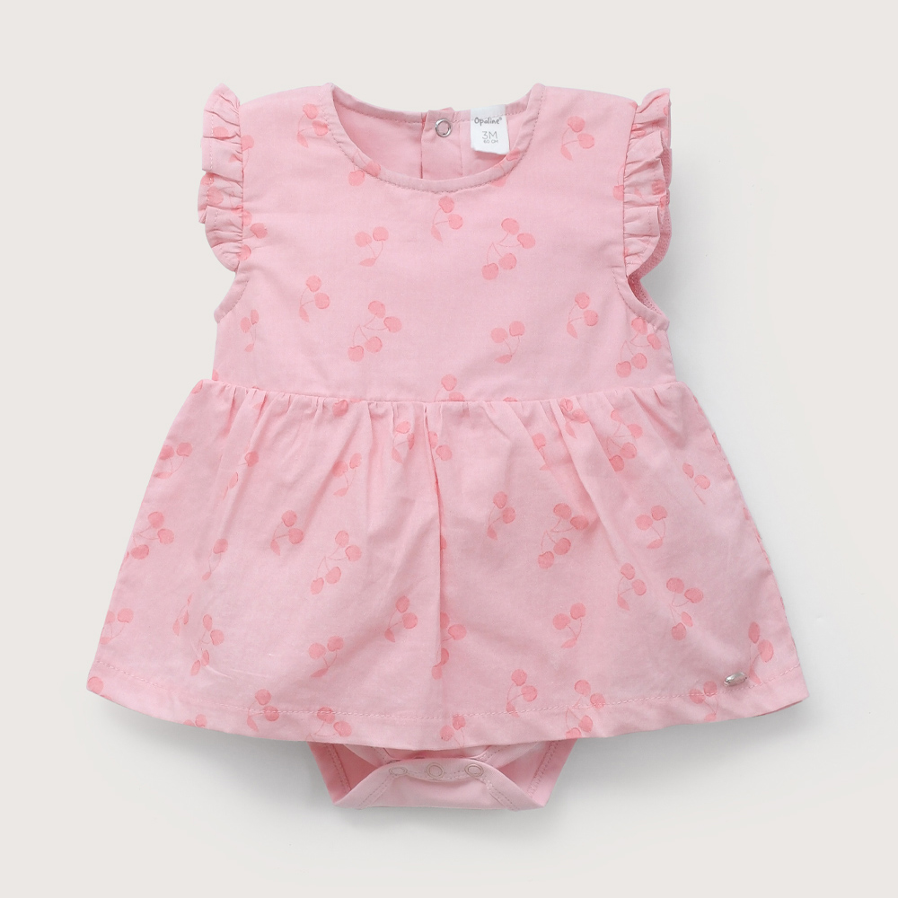 BODY VESTIDO ROSADO ESTAMPADO DE BEBE  NIÑA OPALINE - 2