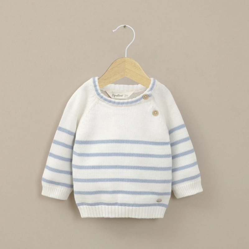SWEATER LINEAS BLANCO DE BEBE  NIÑO OPALINE - 1