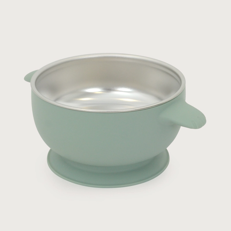 BOWL ANTIDESLIZANTE CON ACERO INOXIDABLE VERDE OPALINE - 1