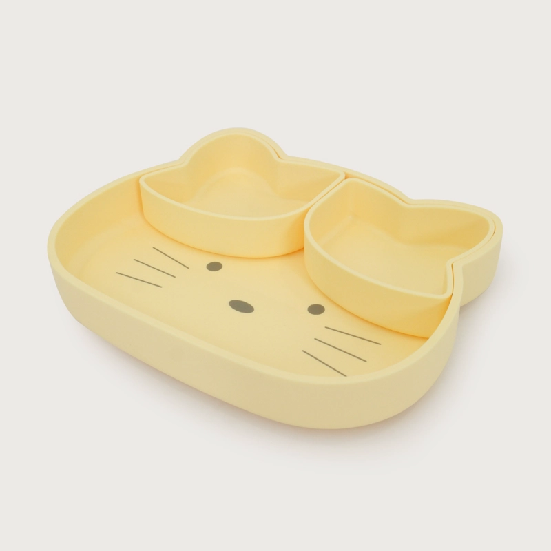 PLATO GATO CON BASE ANTIDESLIZANTE AMARILLO OPALINE - 1