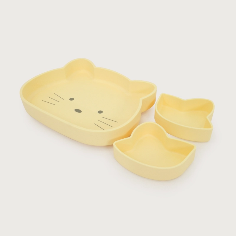 PLATO GATO CON BASE ANTIDESLIZANTE AMARILLO OPALINE - 2