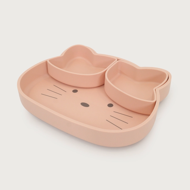 PLATO GATO CON BASE ANTIDESLIZANTE ROSADO OPALINE - 1